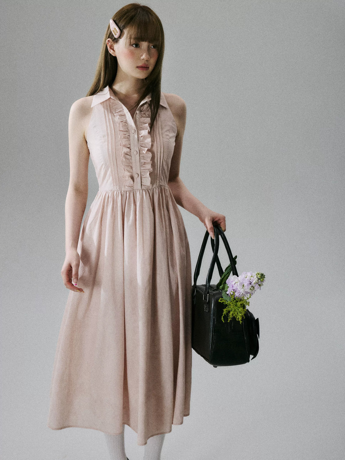 LOST FOREST - Cinnamon Pink Lyocell-Cotton Halter Maxi Dress
