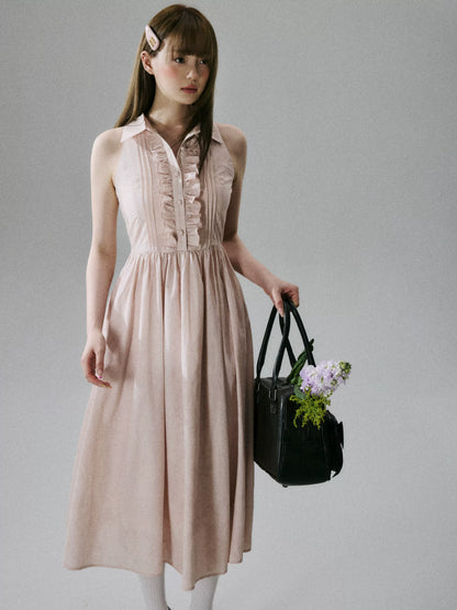LOST FOREST - Cinnamon Pink Lyocell-Cotton Halter Maxi Dress