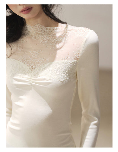 170726 "A Whisper Against the Skin" Cream Beige Lace Top