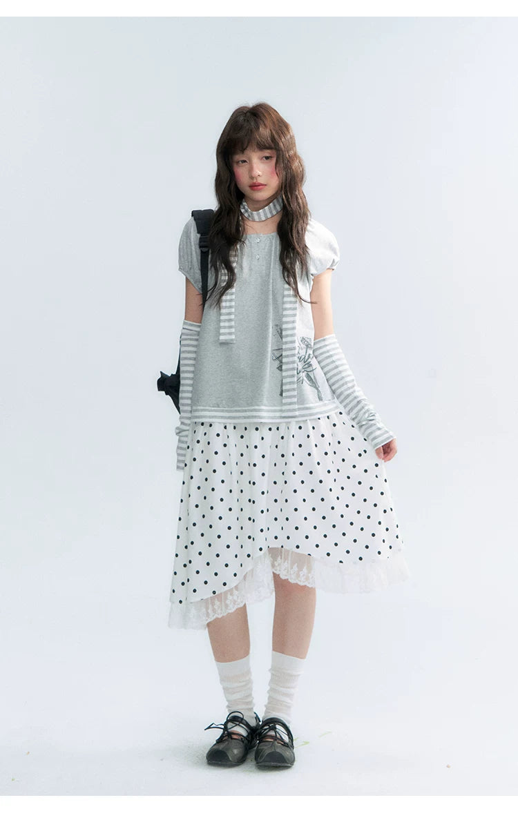"Starlit Sketch" Heather Gray Graphic Knit T-Shirt