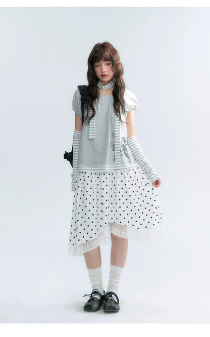 "Starlit Sketch" Heather Gray Graphic Knit T-Shirt