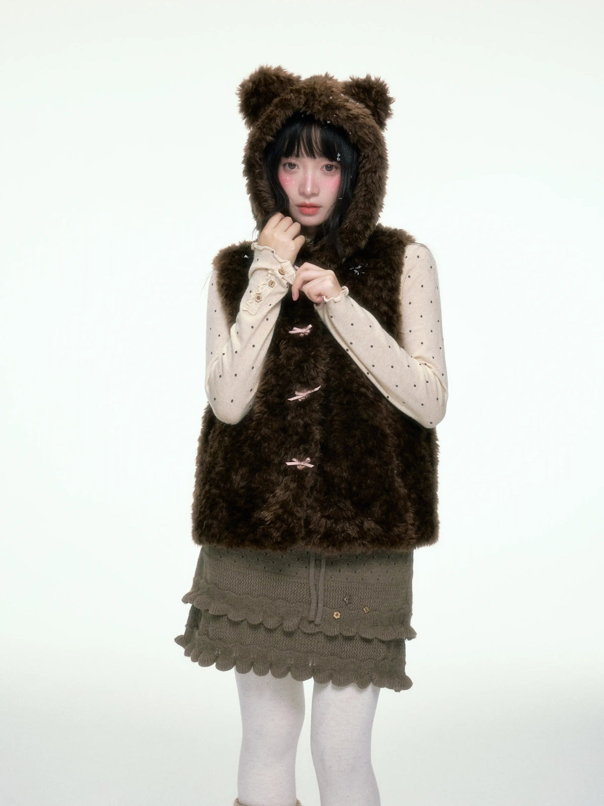 BIBIBENCY - Beige Polka Dot Knit Pullover