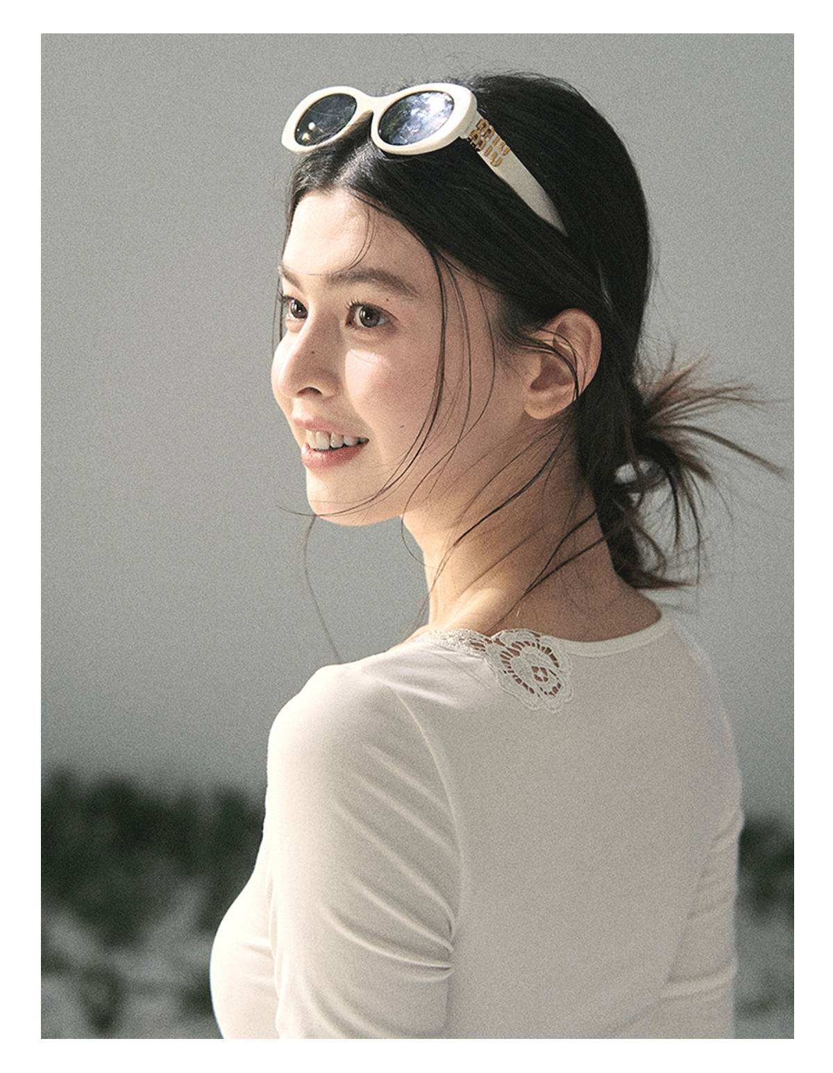 “Lace Summer Haven” Frost White Lace V-Neck Top
