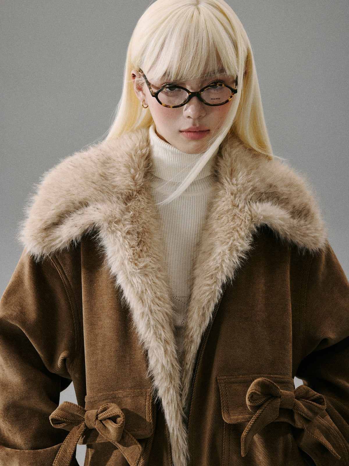 “Mist Lily Glow” Chenille Long-Fur Old Money Jacket - Warm Brown 8002