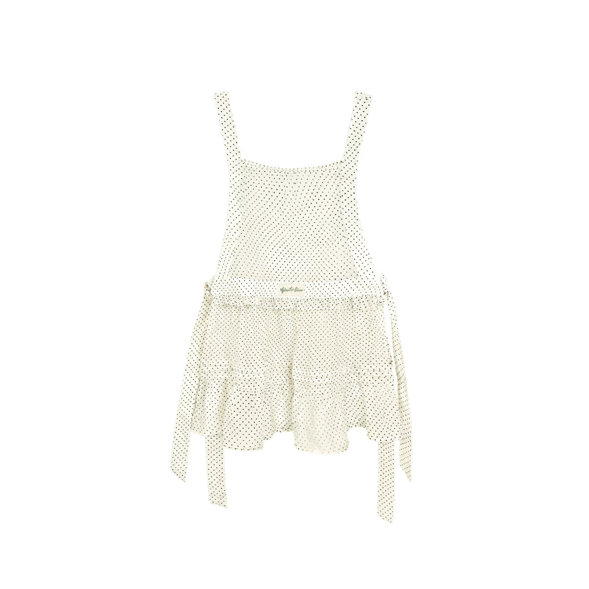 "Daisy Mist" Layered Polka Dot Collection (Mint Green Knit Top / Beige Cami / Polka Dot Overlay / Denim Pleated Skirt)