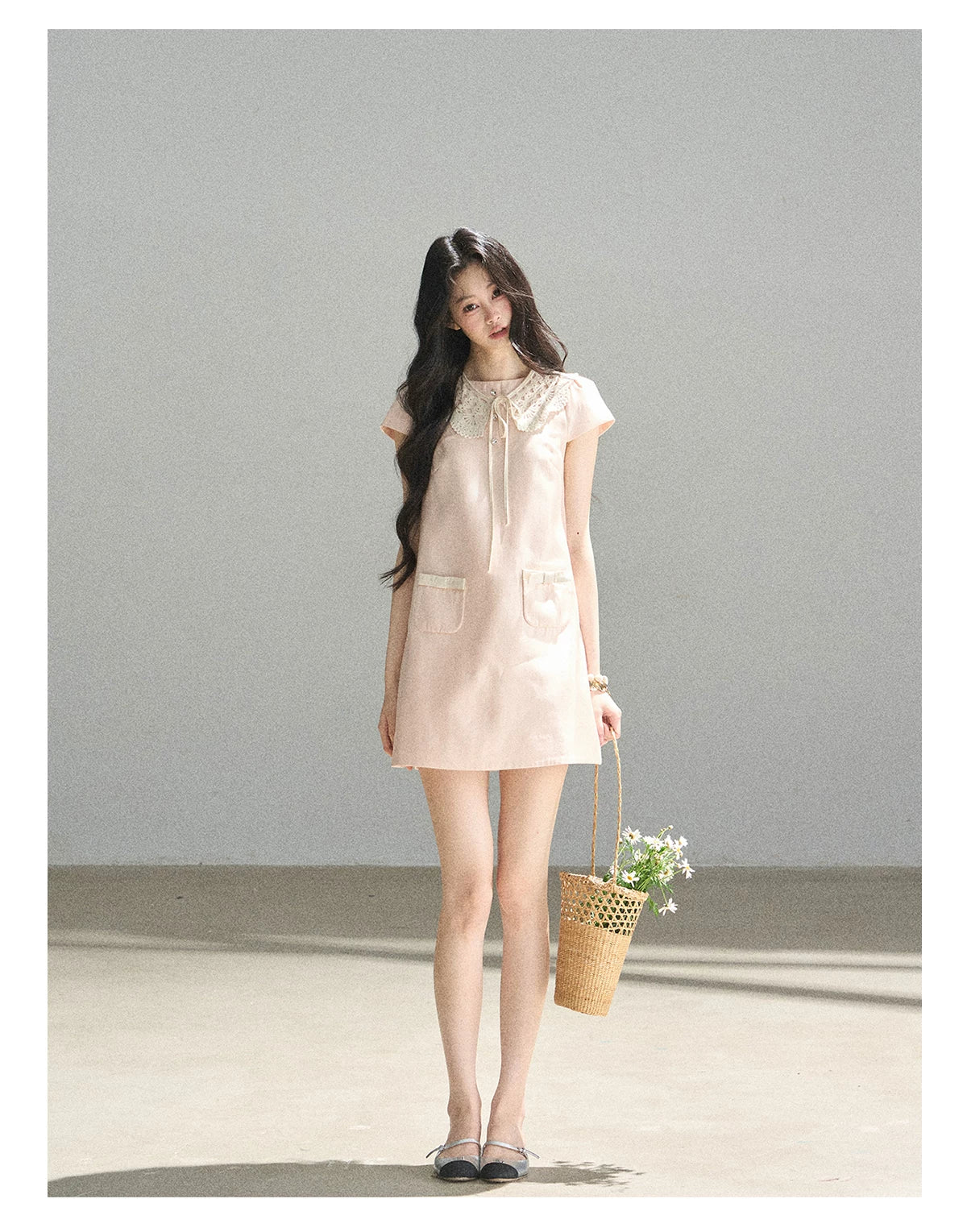 "Blush Haze" Cinnamon Pink Lace Babydoll Mini Dress