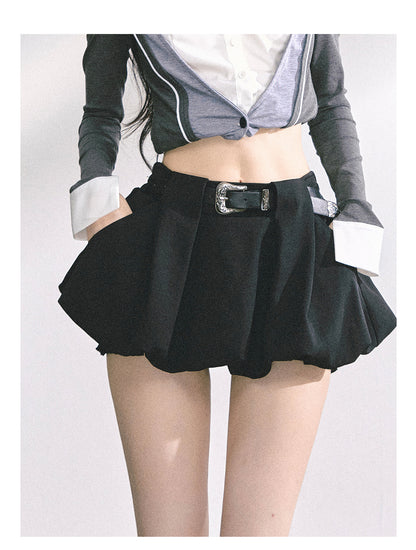 少也眼 “City Muse" High-Waist Tulip Mini Skirt - Black 7520678