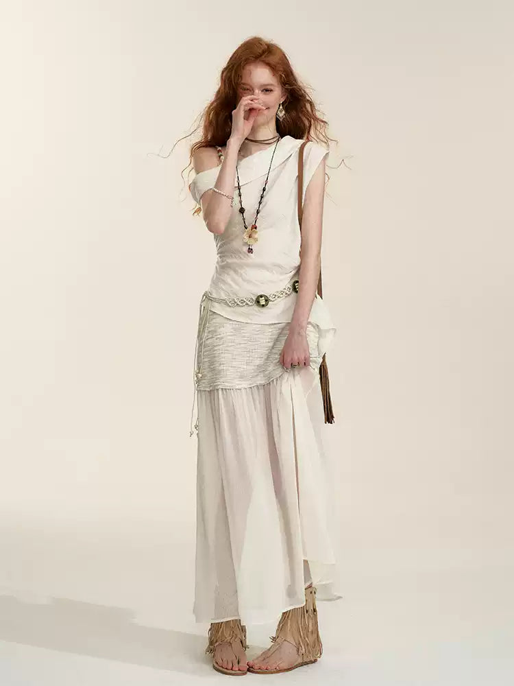 White Asymmetrical One-Shoulder Top