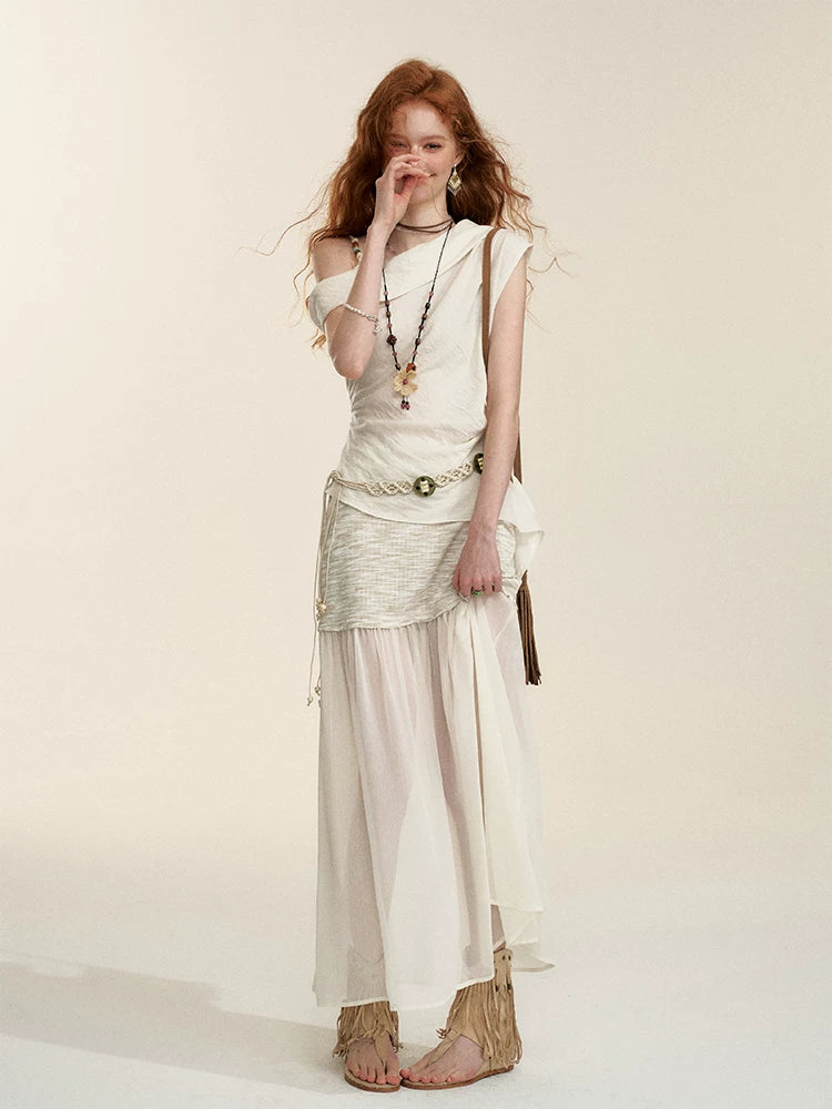White Asymmetrical One-Shoulder Top