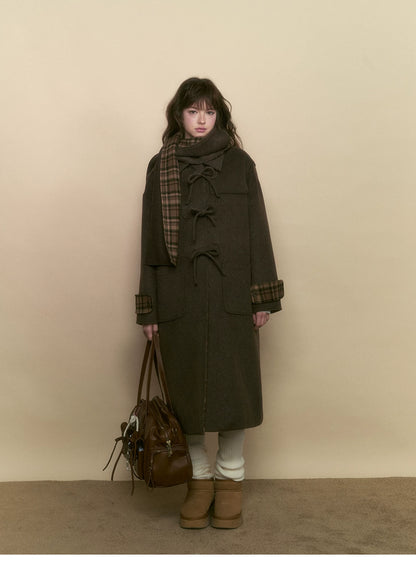 SunsetPark - Vintage Teddy Bear Bow Toggle Wool Coat (Blush Pink / Brown Bear)
