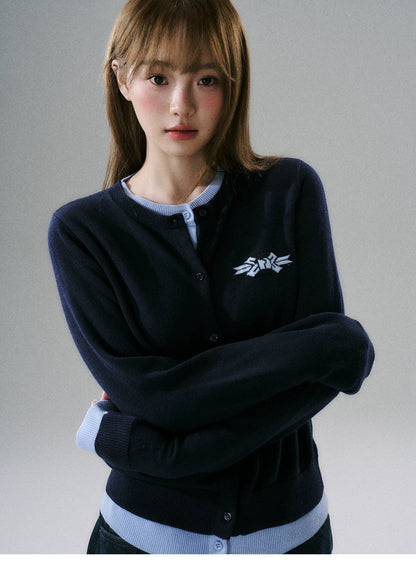 LOST FOREST - Blue Bow Layered Cardigan