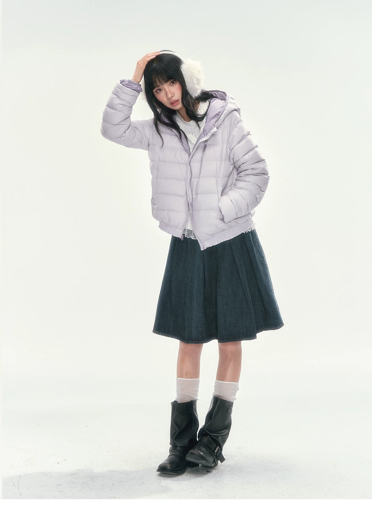 CAN - "Twilight Snow" Hooded 90% White Duck Down Puffer Jacket (Hibiscus Purple / Baby Pink / Water Blue)