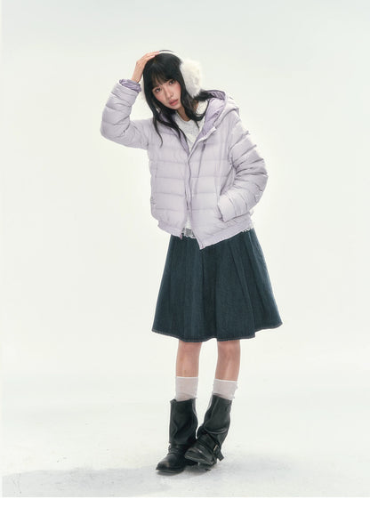 CAN - "Twilight Snow" Hooded 90% White Duck Down Puffer Jacket (Hibiscus Purple / Baby Pink / Water Blue)