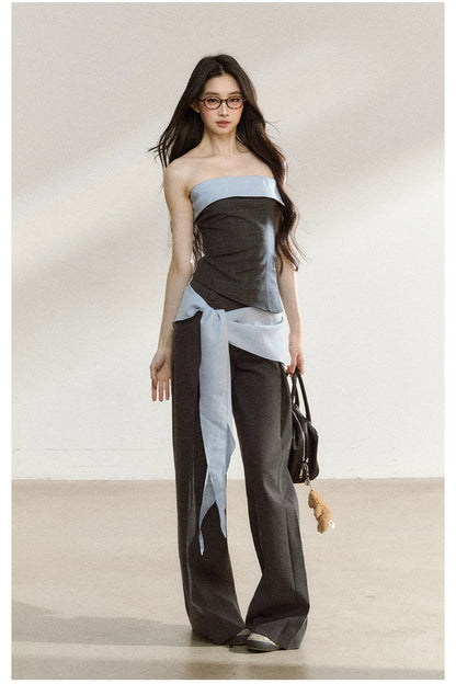 JN's DESIGN - Dark Gray Wide-Leg Tailored Trousers