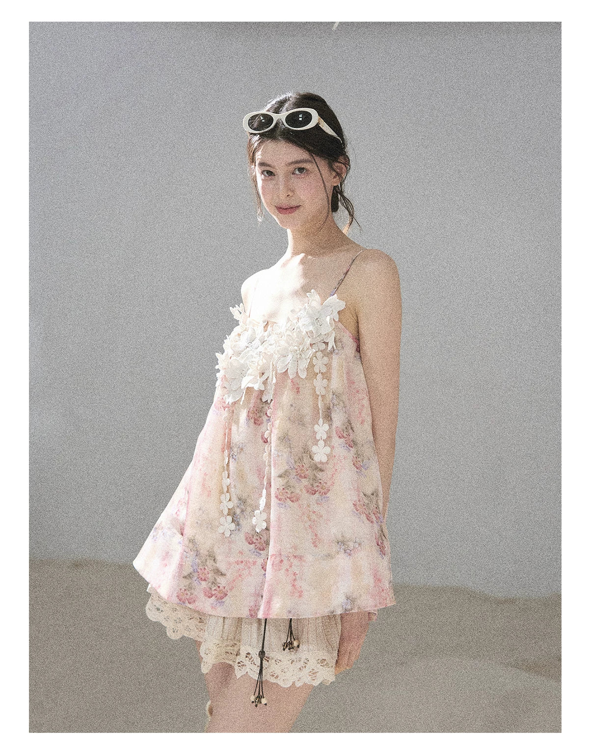 "Unscripted Romance" Dried Rose Embroidered Floral Cami Top
