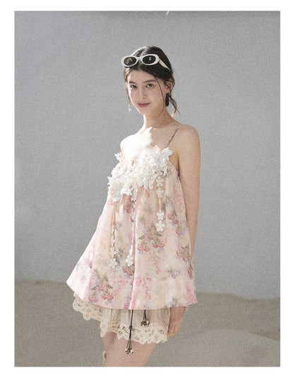 "Unscripted Romance" Dried Rose Embroidered Floral Cami Top