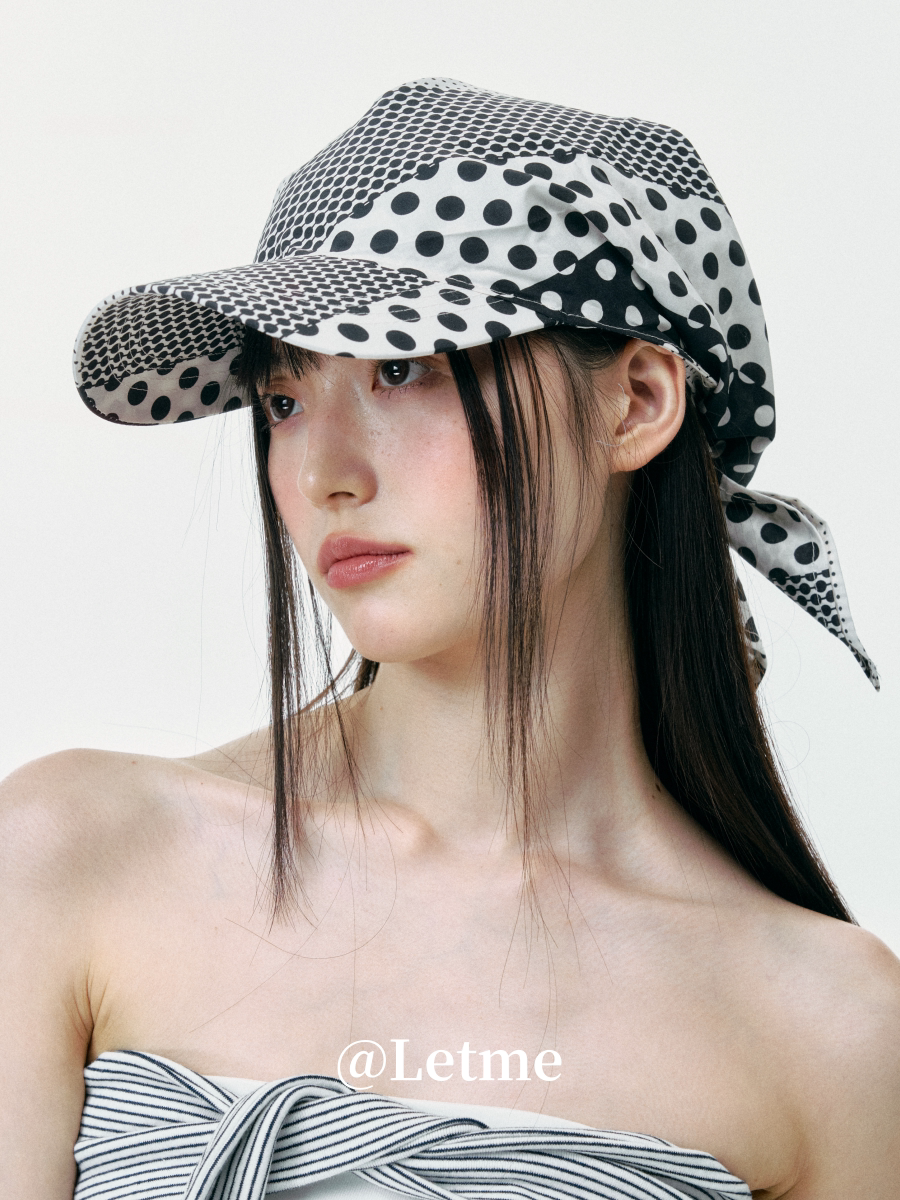 Polka Dot Color-Block Headscarf Cap – Korean Style Baseball Hat