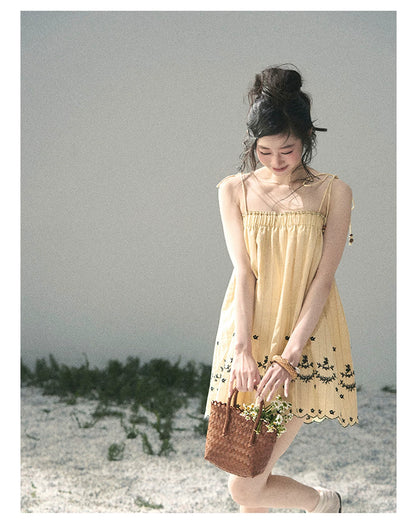 “Ripples Along the Hem” Butter Yellow Reversible Babydoll Dress