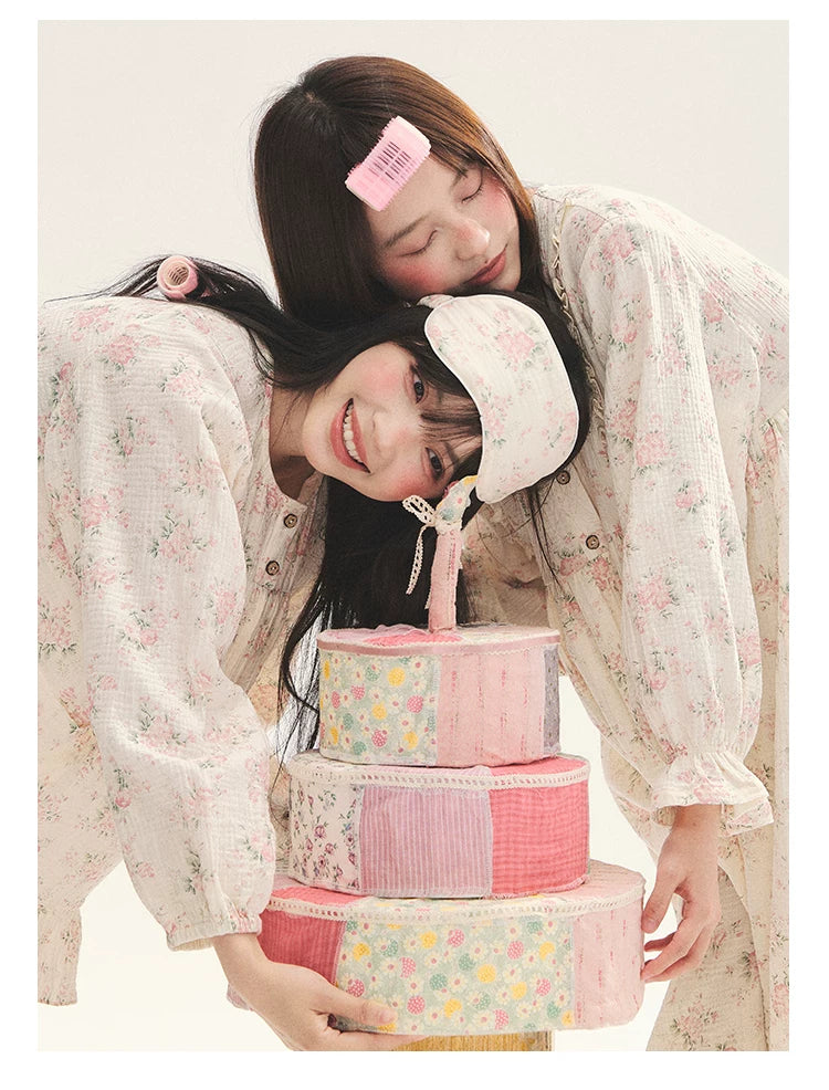 "Floral Journal" Cream Floral Pajama Collection (Free Eye Mask)