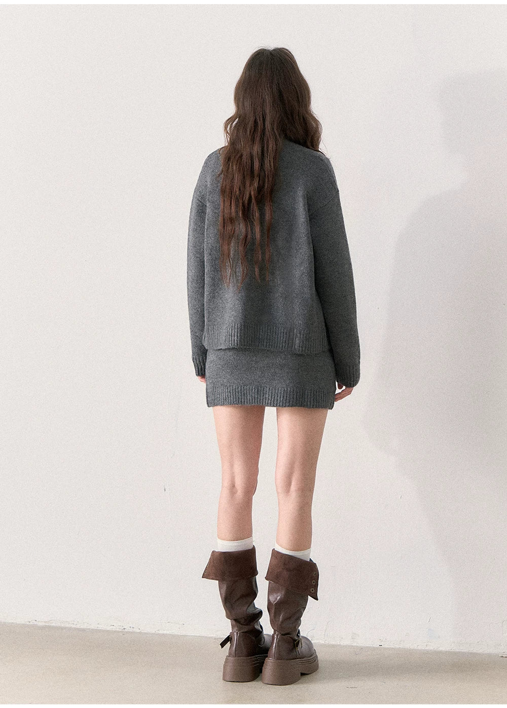 [TMMG] British Collegiate Gray Diamond Knit 3-Piece Set
