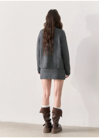 [TMMG] British Collegiate Gray Diamond Knit 3-Piece Set