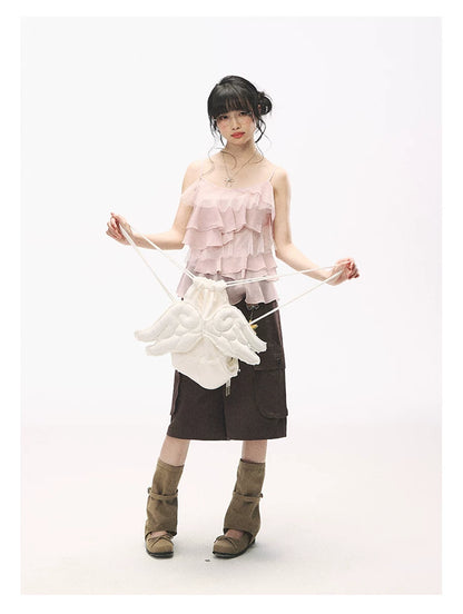 "Star Haven" Tiered Ruffle Cami Top (Cloud Blush Pink/ Moonlight Gray)