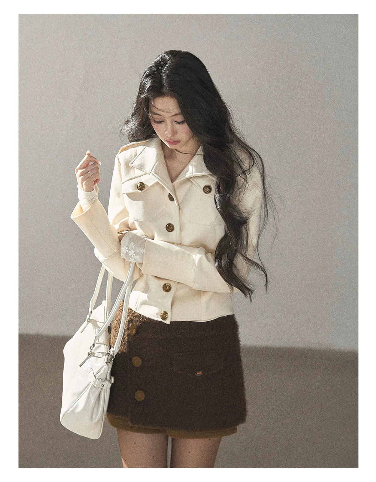 AOMALM - Roasted Pecan Low-Rise Wool-Look Skort