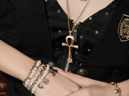Layered Pearl Heart Charm Bracelet – Vintage Lock Heart Multi-Strand Beaded Bracelet for Women