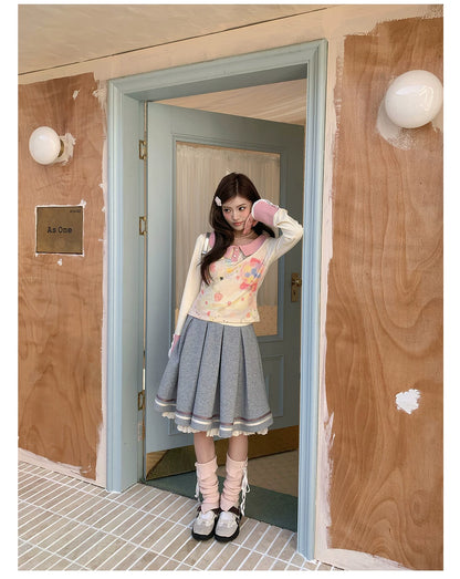 “Spring Palette Reverie” Apricot Cropped Knit Top