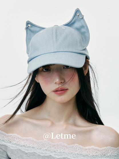 Cat Ear Denim Baseball Cap – Cute Korean Style Hat