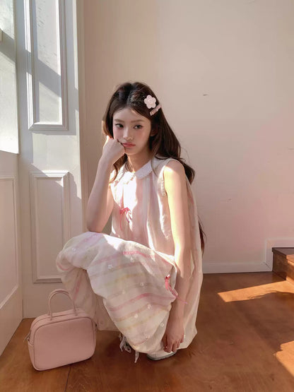 “Peach Soda Dream” Blush Pink Bubble Hem Dress