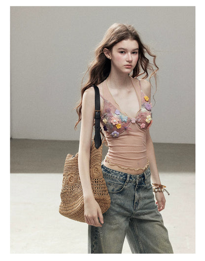 "Waiting for a Flower to Bloom" Lotus Pink Sheer Halter Crop Top
