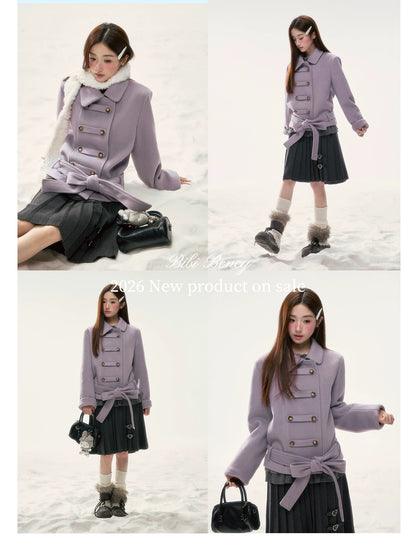 BIBIBENCY - Purple Napoleon Wool-Blend Coat