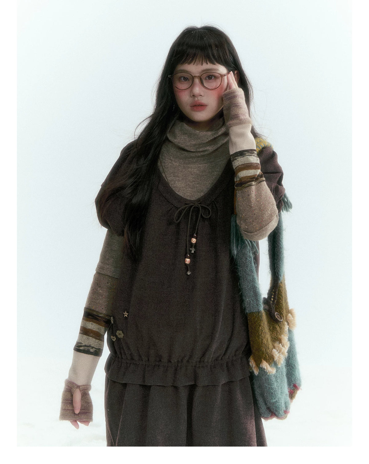 Horridale - Rust Red U-Neck Puff Sleeve Bubble Hem Mini Dress