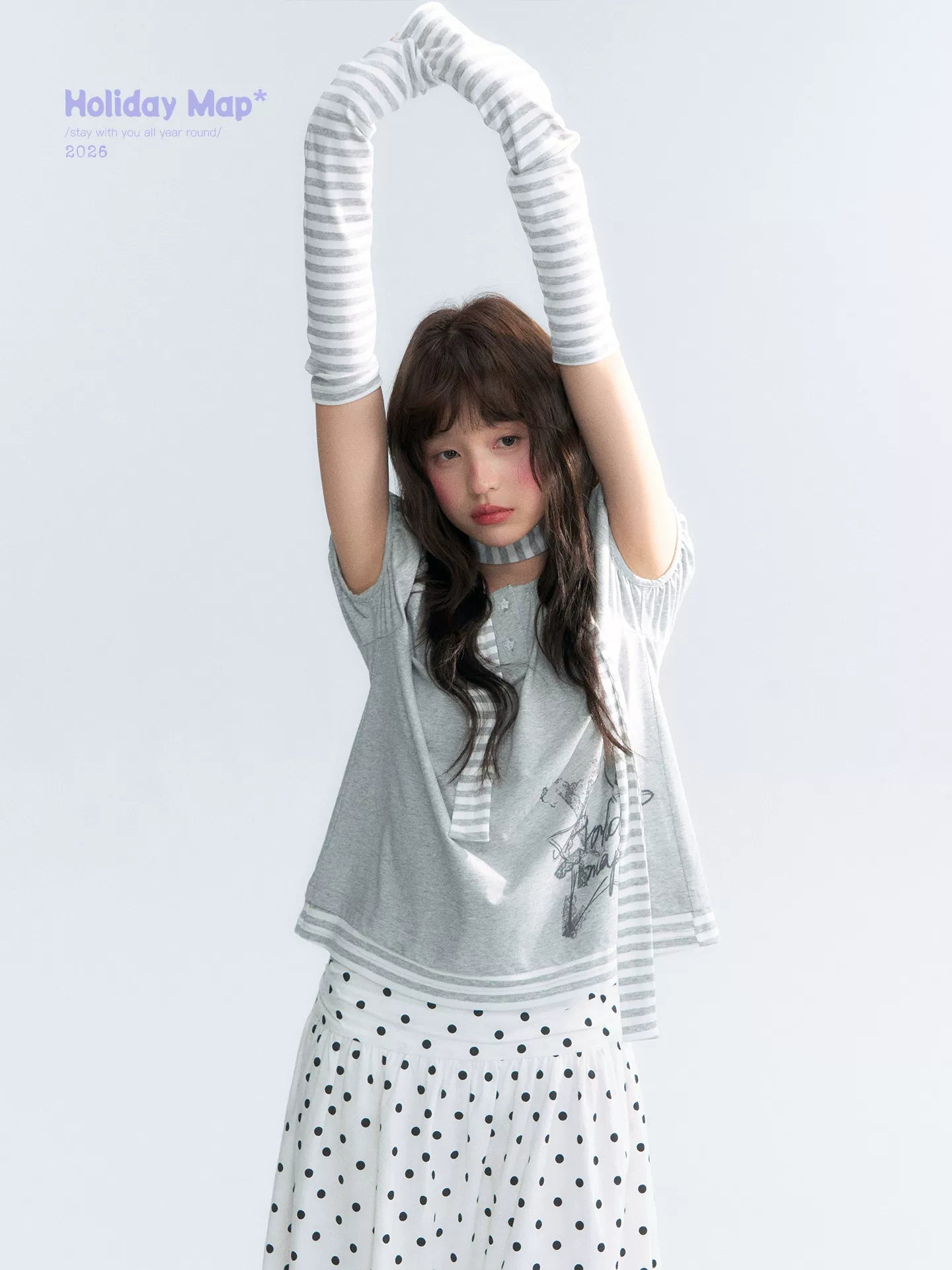 "Starlit Sketch" Heather Gray Graphic Knit T-Shirt