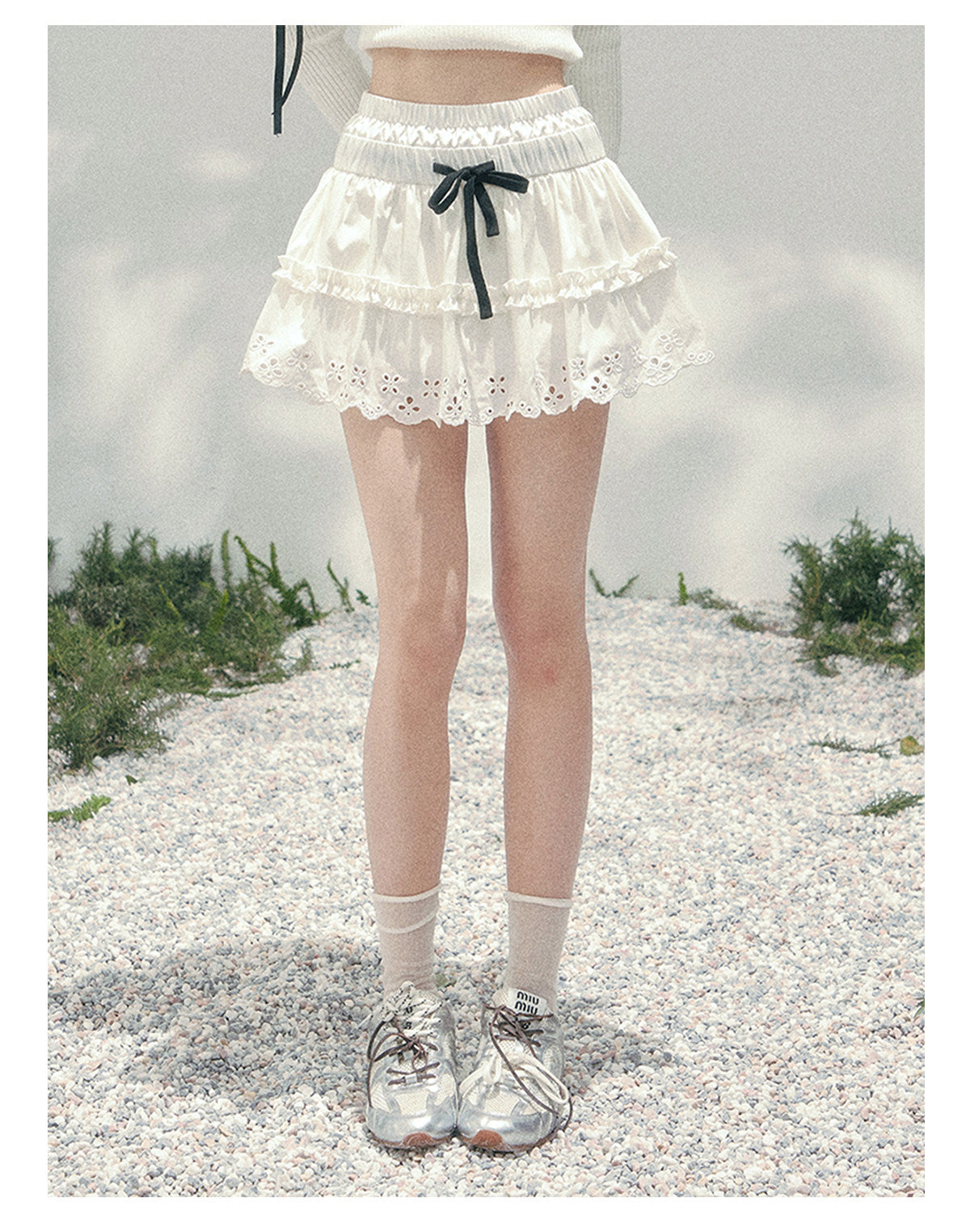 少也眼 "Spring Meadow Skirt" Soft White French Skirt 75683845