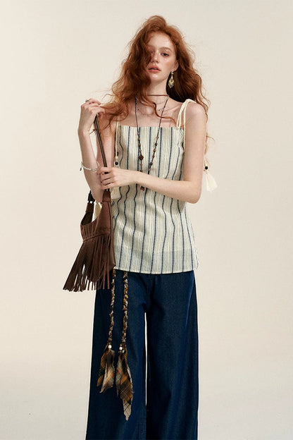 Longline Vertical Stripe Camisole Tank Top