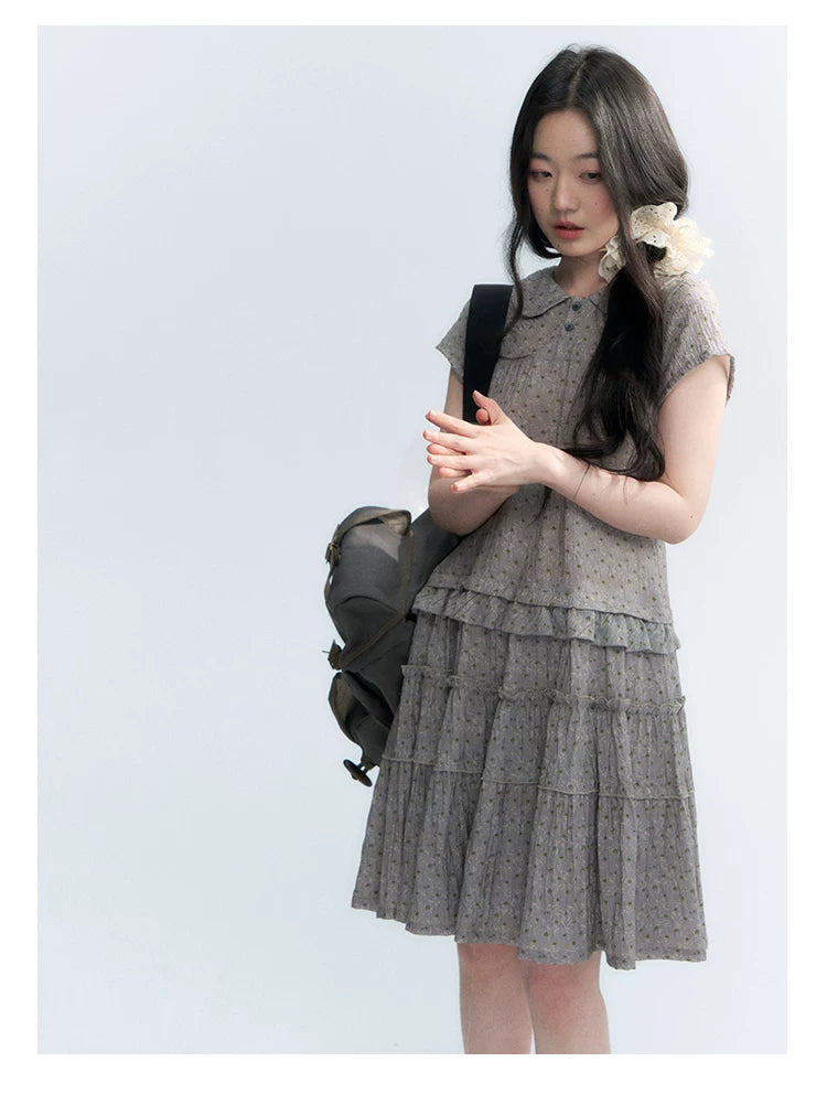 "Weekend Diary" Ruffle Tiered Polo Midi Dress