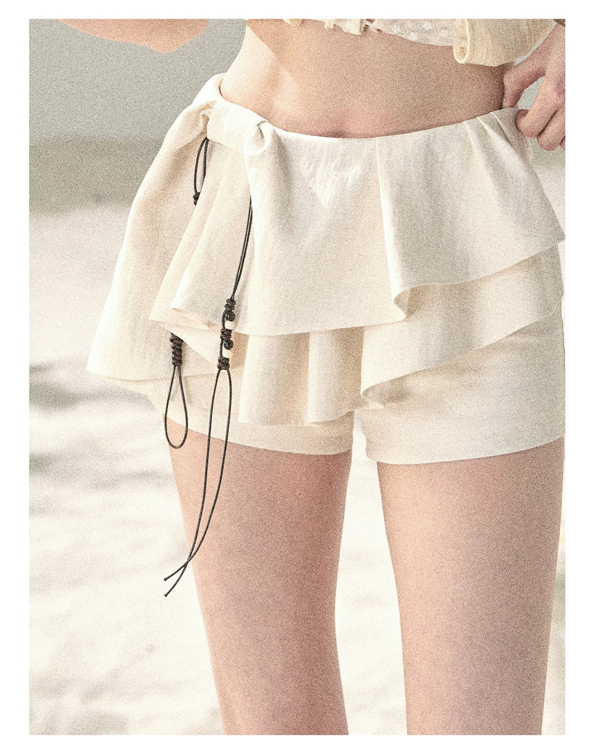 "Layered Petals in Motion" Dutch Cream Ruffle Skort 5324853