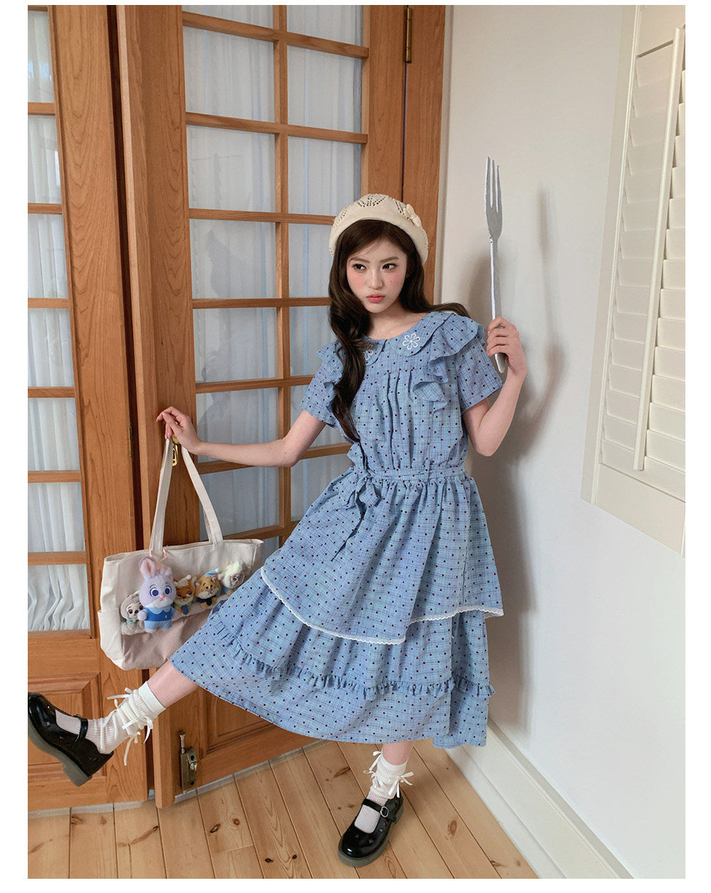“Blueberry Tart Reverie” Blue Polka Dot Tea Dress