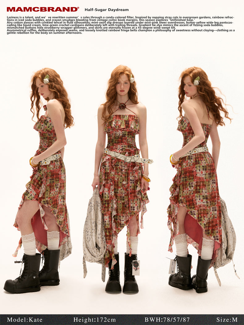 MAMC - Asymmetrical Strapless Vacation Dress – Elegant Summer Statement Maxi