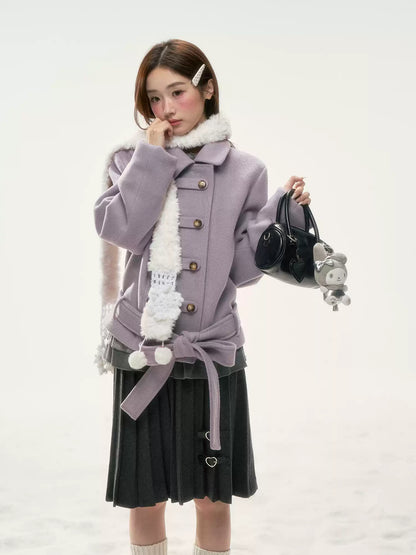 BIBIBENCY - Purple Napoleon Wool-Blend Coat