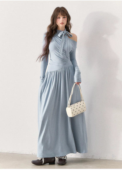 [TMMG] “Fluid Poetry” — Ruched Off-Shoulder Maxi Dress