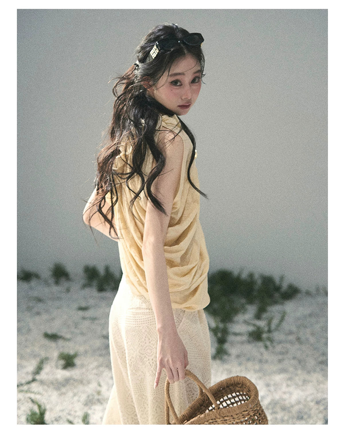 “Where Spring Petals Fall” Milkshake Yellow Ruffle Off-Shoulder Top