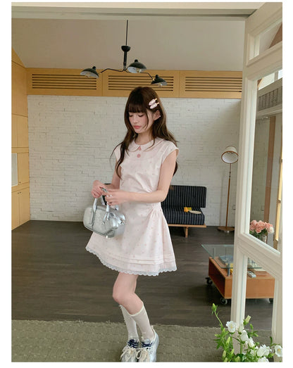 “White Tea Daydream” Pink Peter Pan Mini Dress