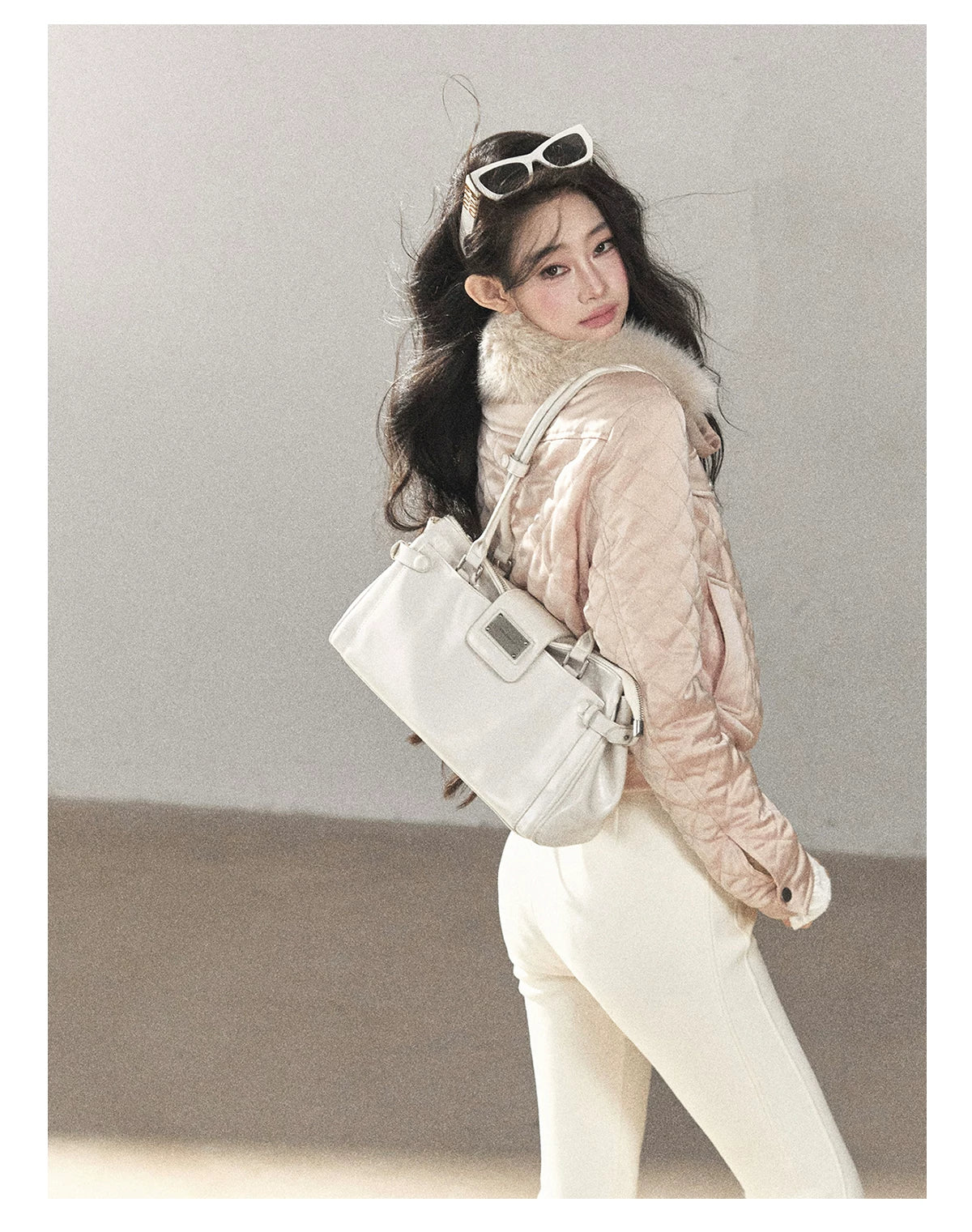 AOMALM - Cinnamon Pink 90% White Duck Down Cropped Puffer Jacket