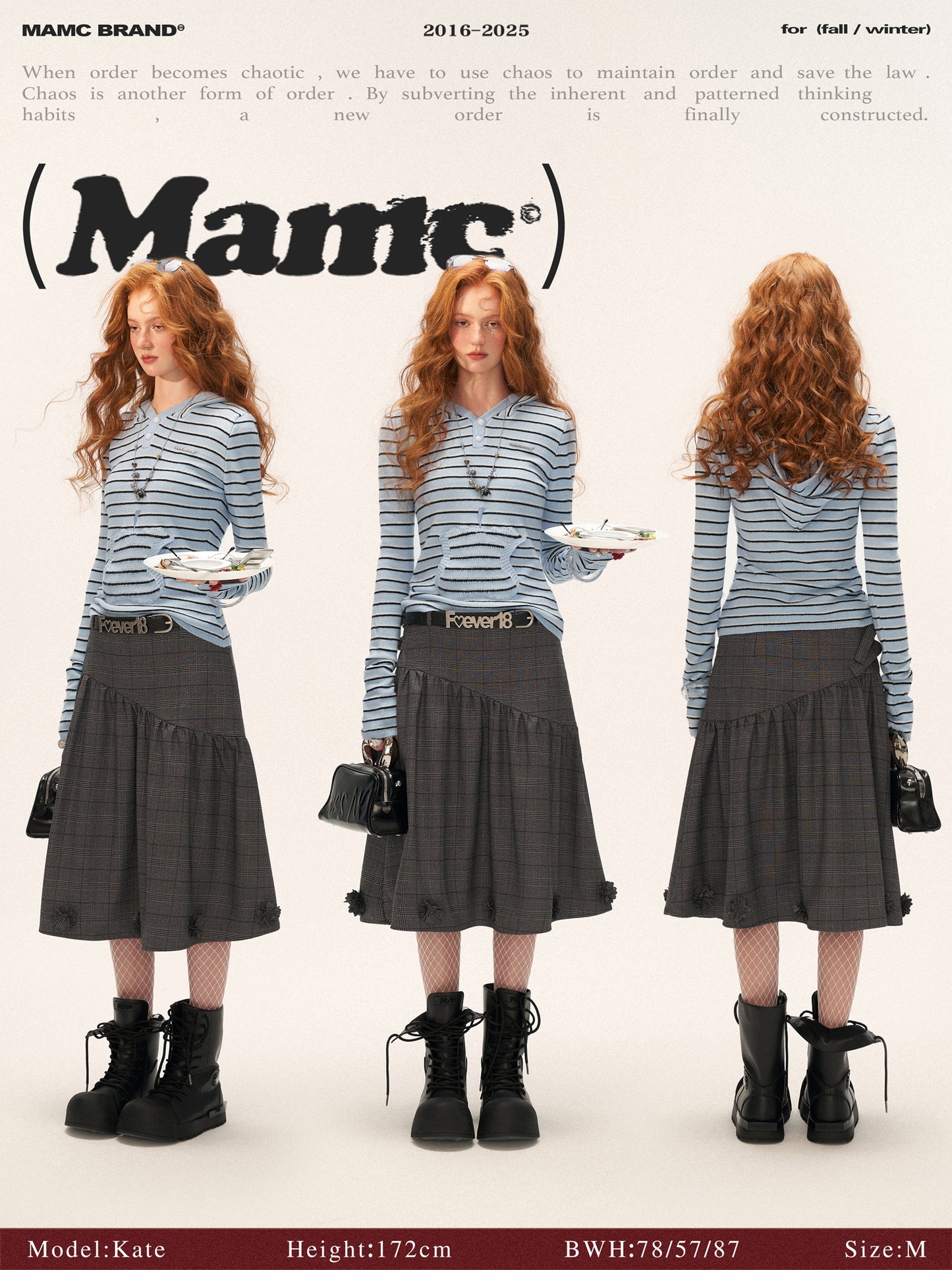 MAMC - Soft Blue Striped Knit Hoodie Top