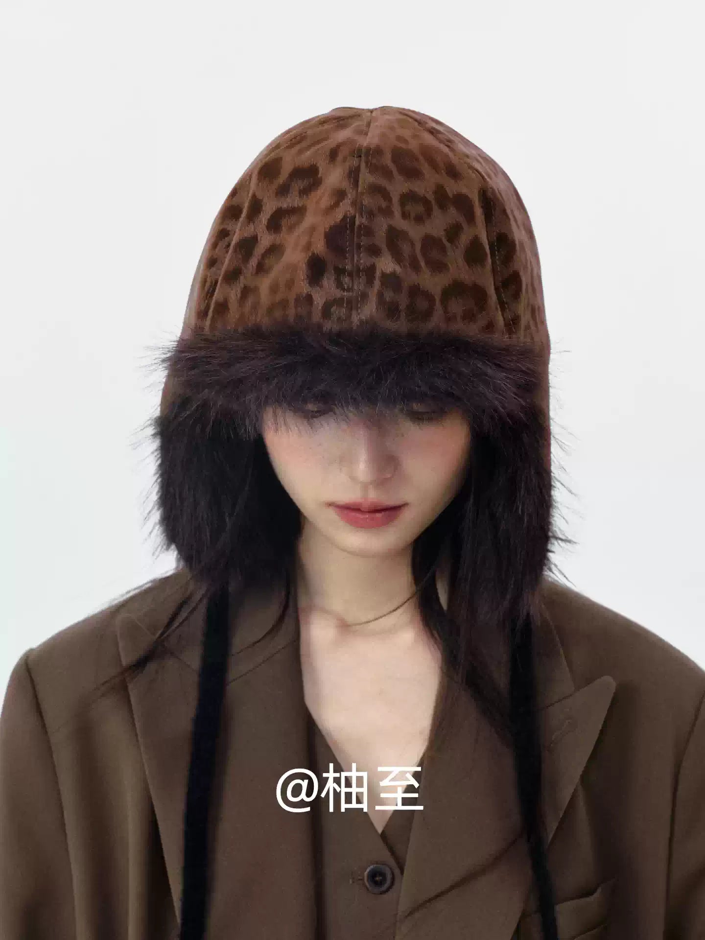 Mocha Brown Leopard Print Trapper Hat – Plush Ear-Flap Winter Hat