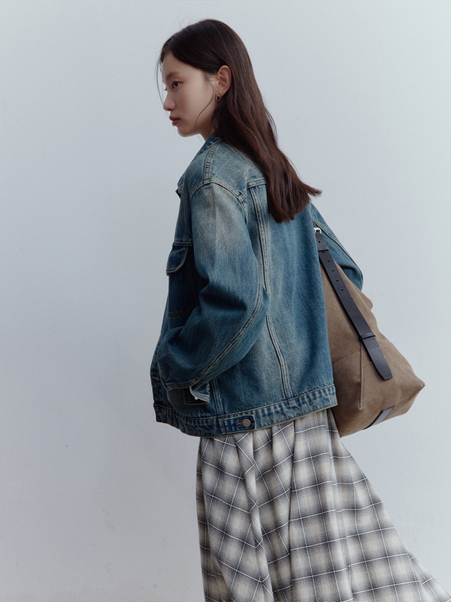 FUSSED Vintage Blue Oversized Washed Denim Jacket FOF-25SS165