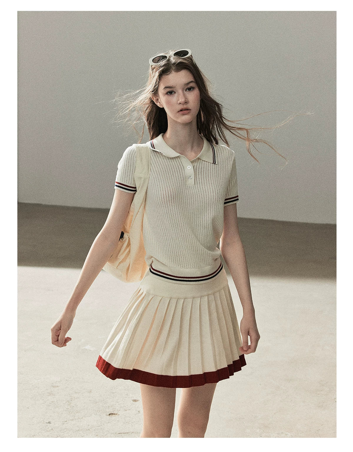 "The Softest Touch" Dutch Cream Collegiate Knit Top & Mini Skirt Set